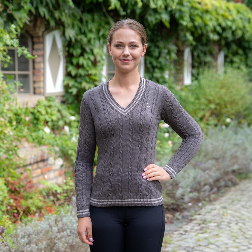 Isabell Werth Zopf Pullover braun melange beige Isabell Werth Zopf Pullover braun melange beige