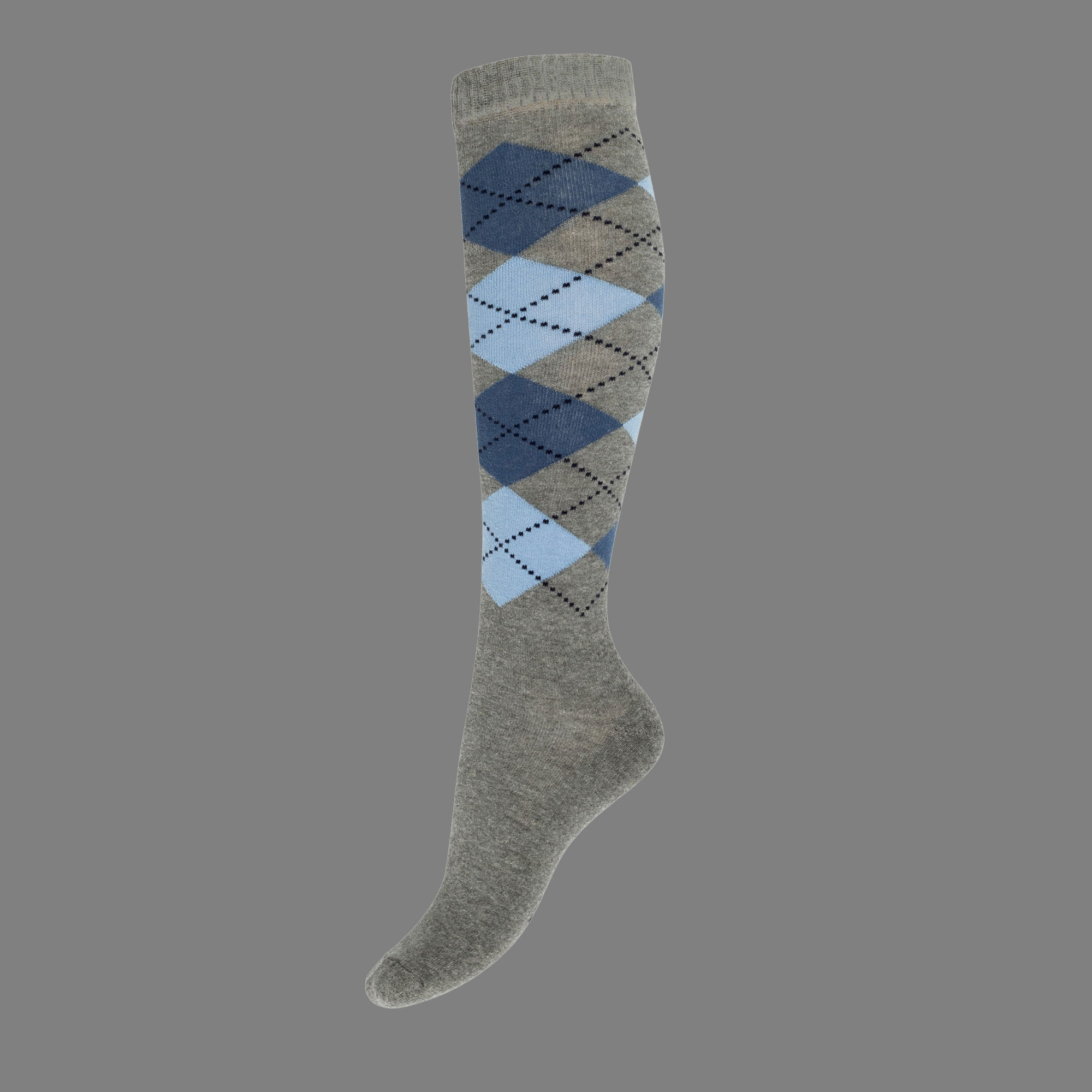 Karo Kniestrümpfe grau-navy-hellblau Karo Kniestrümpfe grau-navy-hellblau