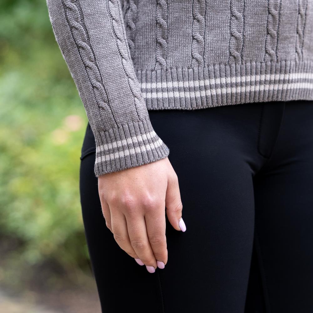 Damen Zopf Pullover braun melange-beige XL Damen Zopf Pullover braun melange-beige XL