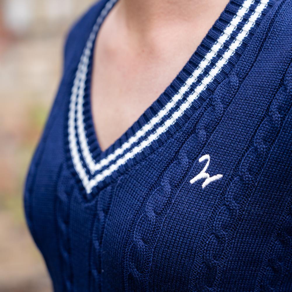 Isabell Werth pullover Zopf navy-ecru