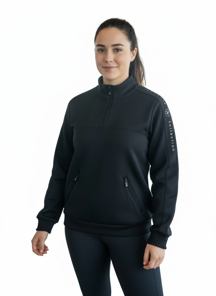 Damen Pullover Zipper Schwarz XS