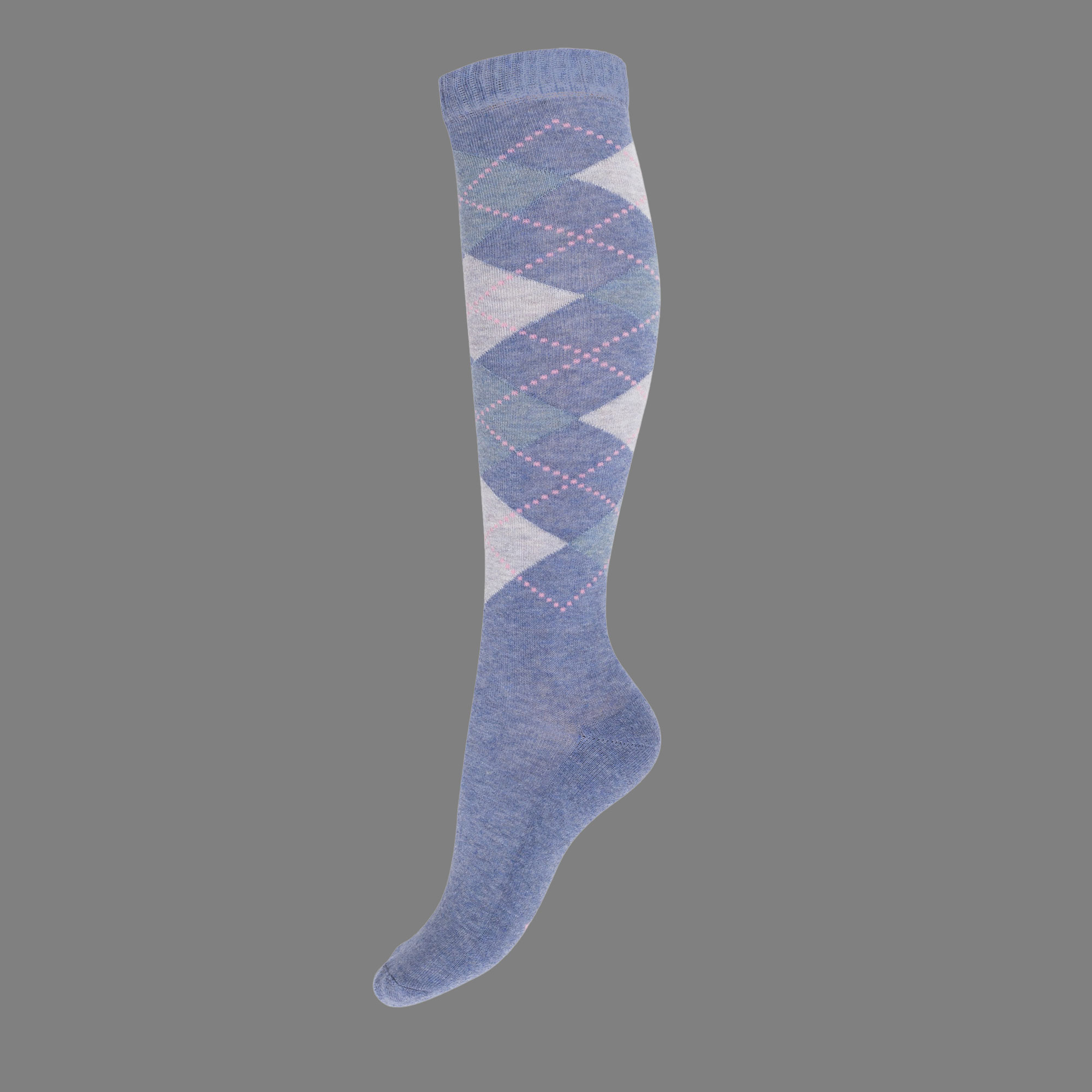 Karo Kniestrümpfe blau- hellblau- blaugrau-31-34 Karo Kniestrümpfe blau- hellblau- blaugrau-31-34