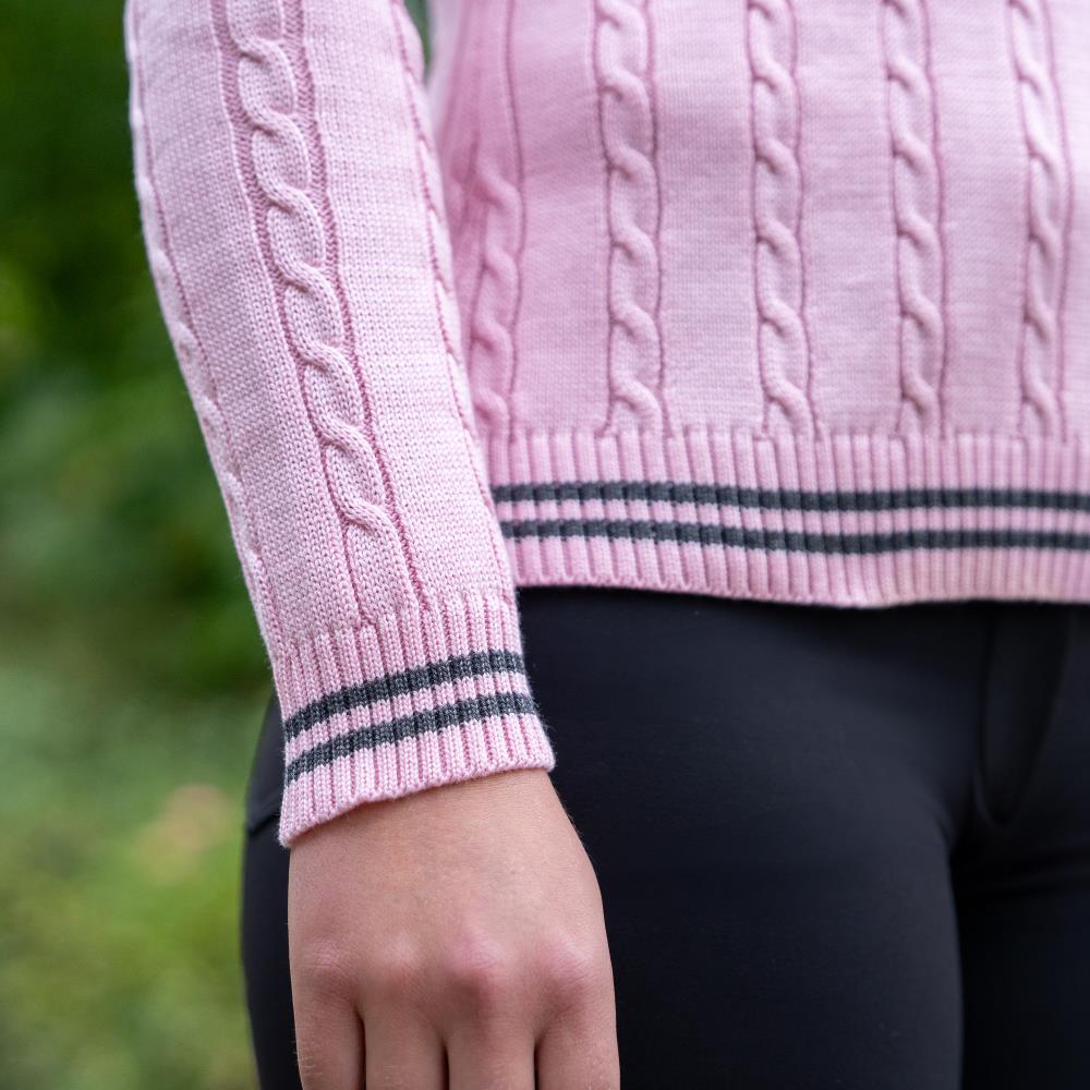 Damen Zopf Pullover light pink-anthrazit S Damen Zopf Pullover light pink-anthrazit S