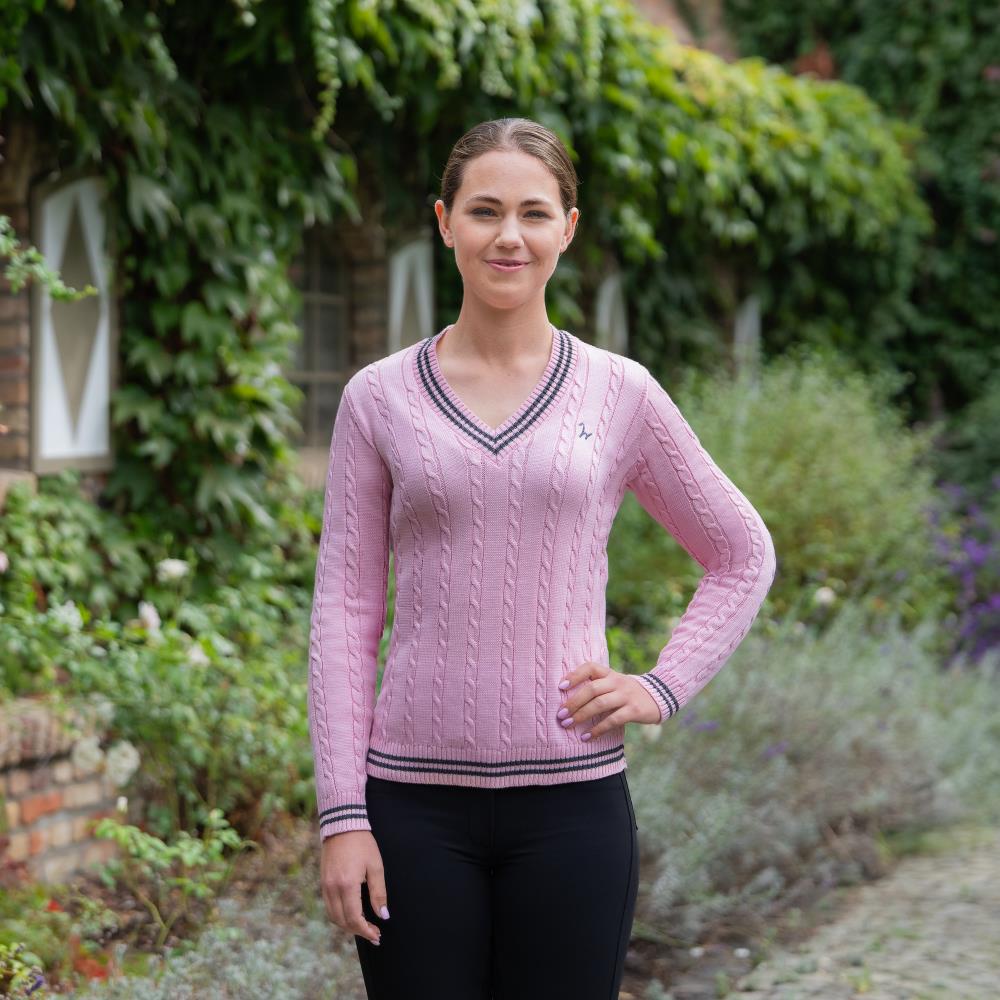 Isabell Werth Zopf Pullover light pink-anthracit Isabell Werth Zopf Pullover light pink-anthracit