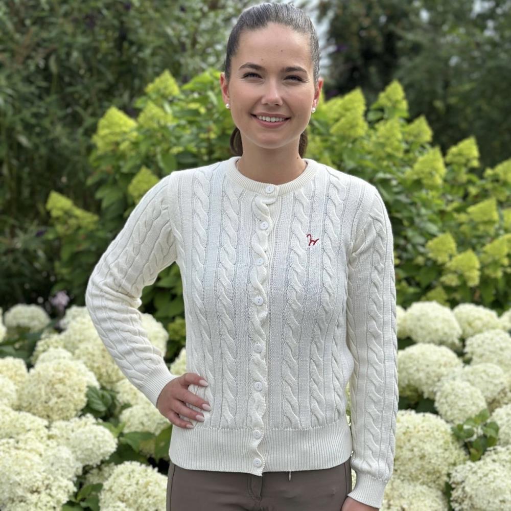 Isabell Werth Damen Cardigan Zopf ecru L