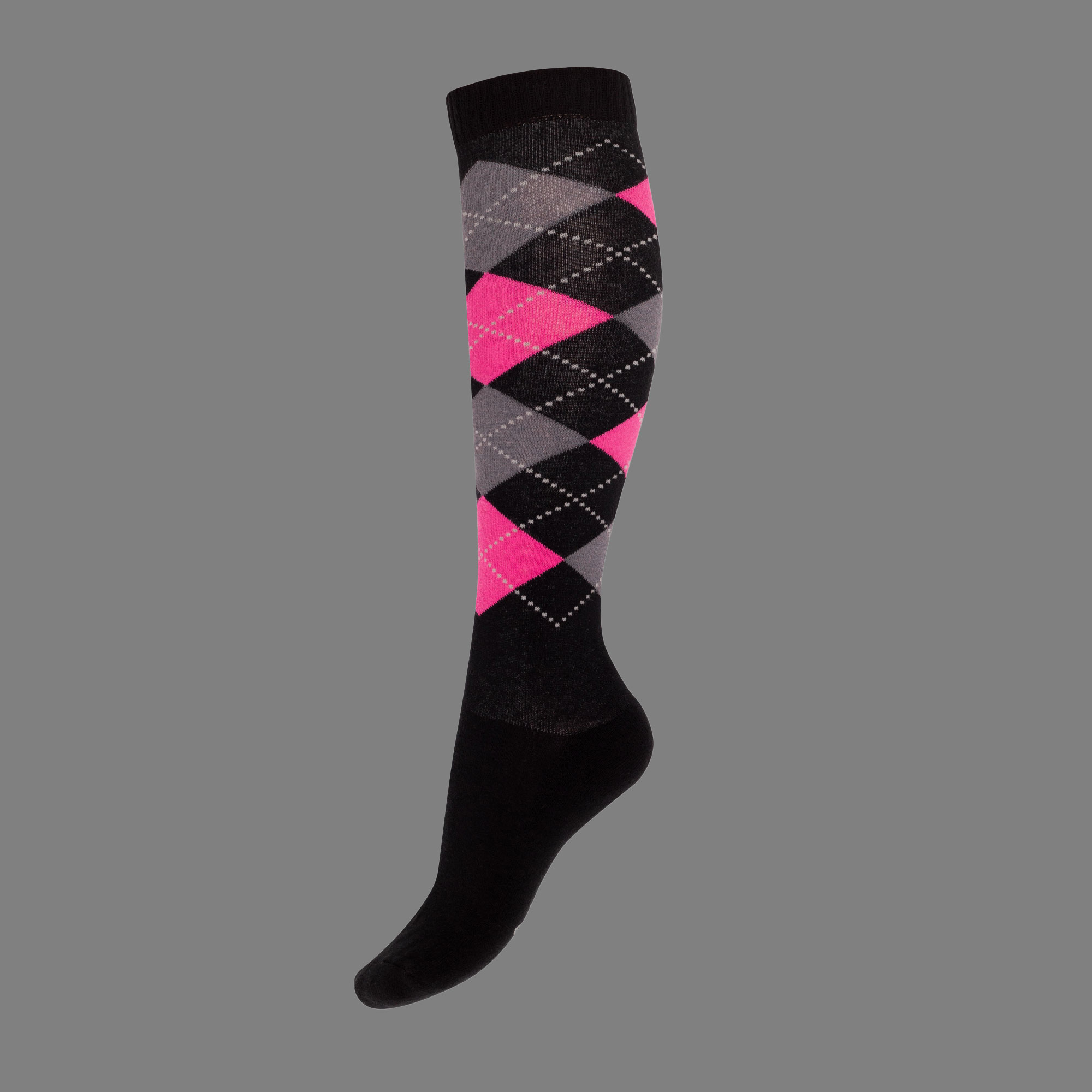 Karo Kniestrümpfe schwarz- grau- pink Karo Kniestrümpfe schwarz- grau- pink