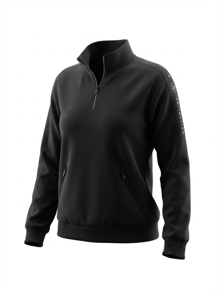 Damen Pullover Zipper Schwarz XS