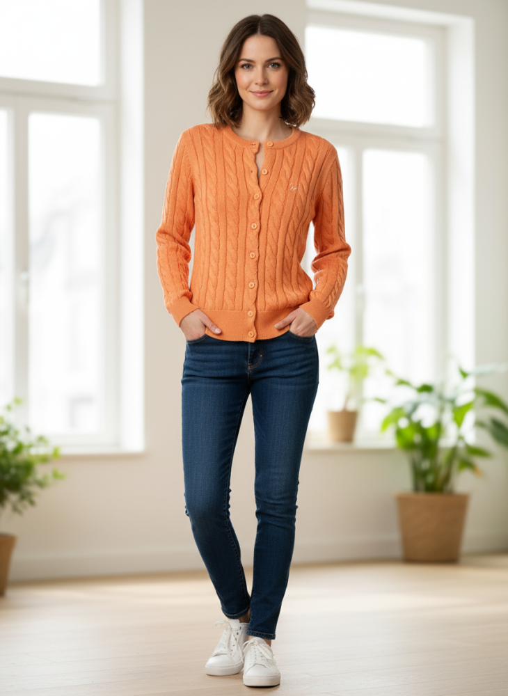 Isabell Werth Damen Cardigan Zopf orange