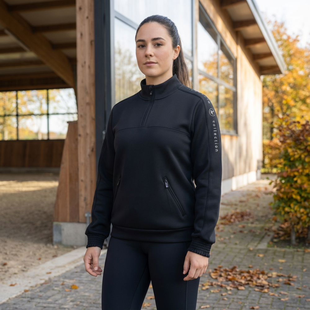 Damen Pullover Zipper Schwarz XS