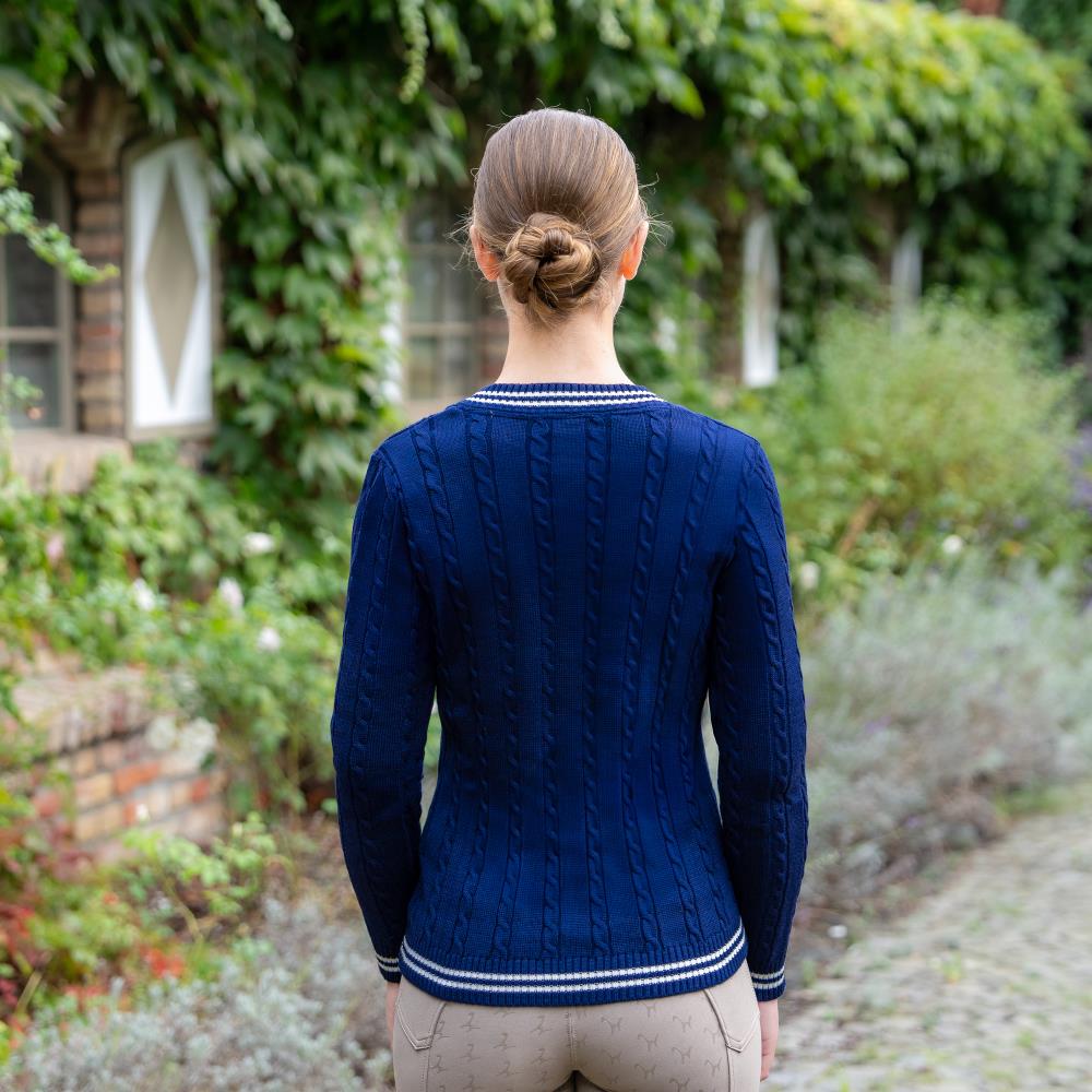Isabell Werth pullover Zopf navy-ecru
