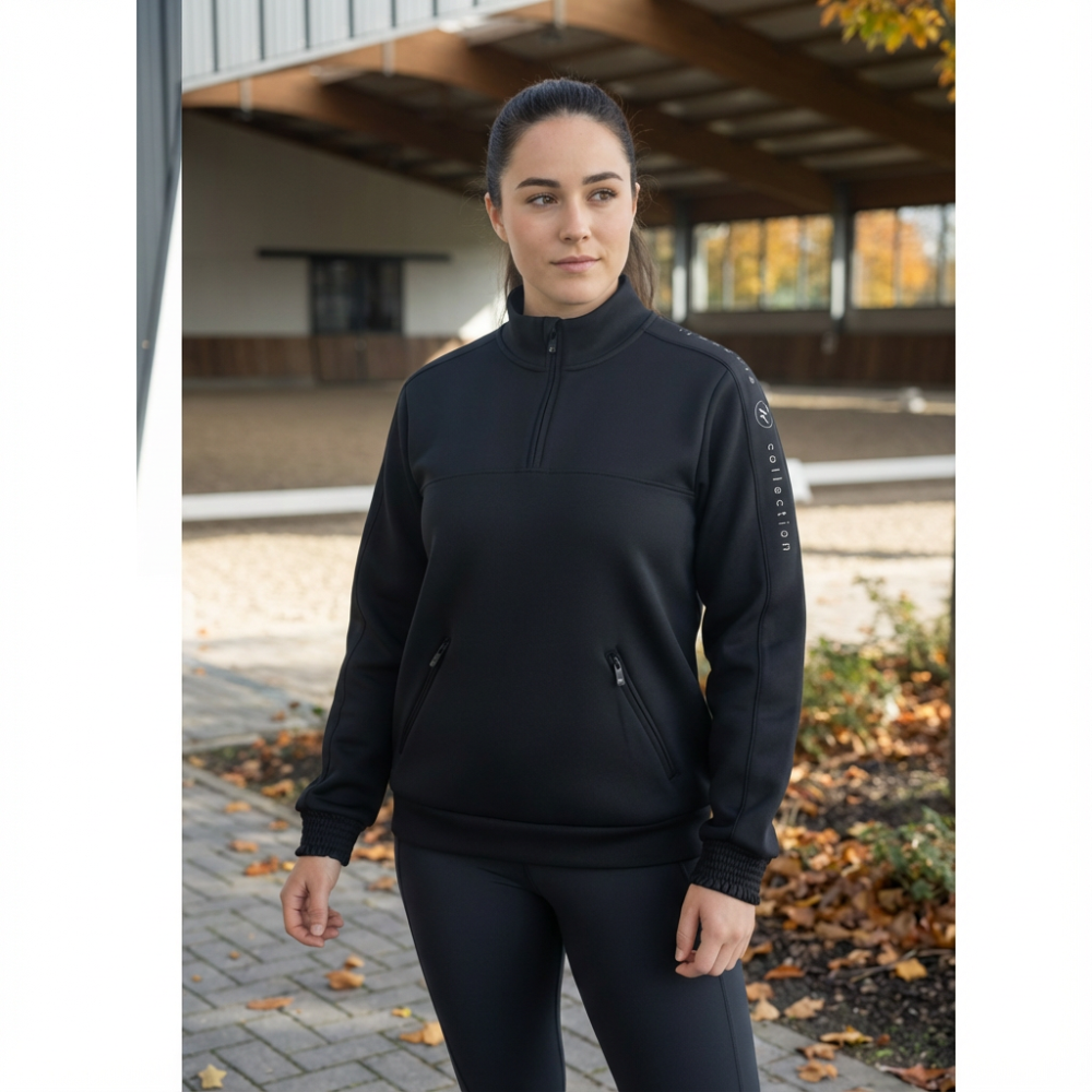 Damen Pullover Zipper Schwarz XS