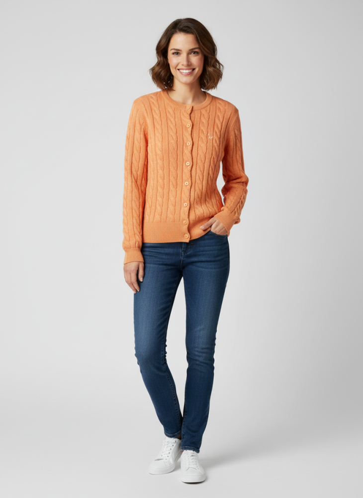 Isabell Werth Damen Cardigan Zopf orange