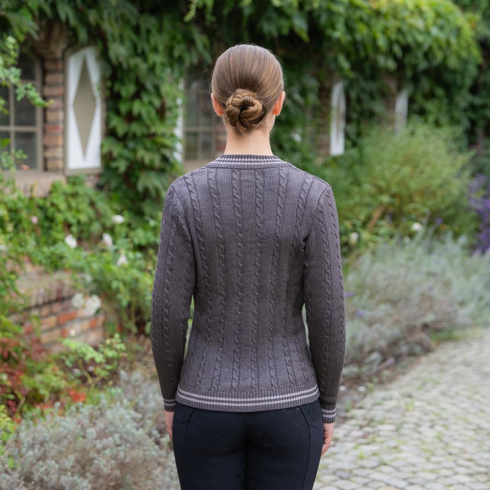 Damen Zopf Pullover braun melange-beige XL Damen Zopf Pullover braun melange-beige XL