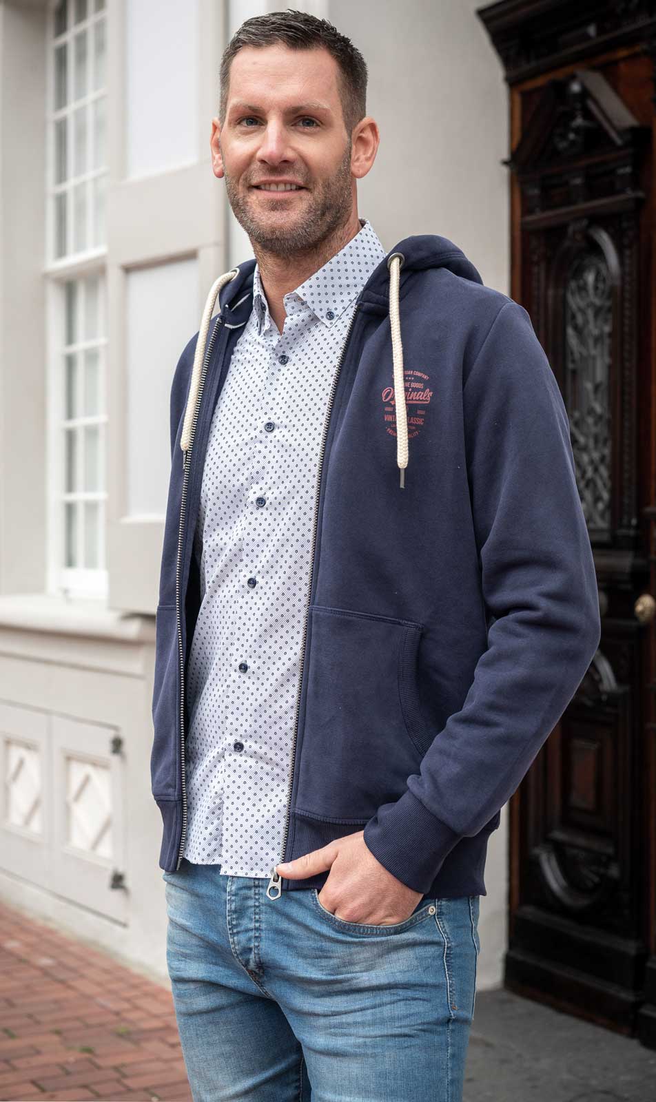 Herren Kapuzensweater Mike hellgrau-L Herren Kapuzensweater Mike hellgrau-L