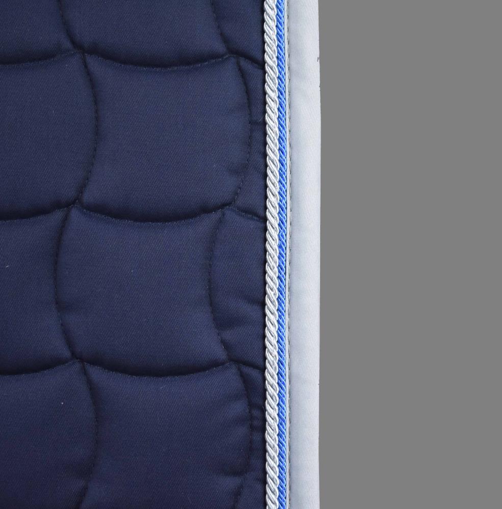 Dressurschabracke 24/7 in navy mit blue und grauer Kordel Dressurschabracke 24/7 in navy mit blue und grauer Kordel
