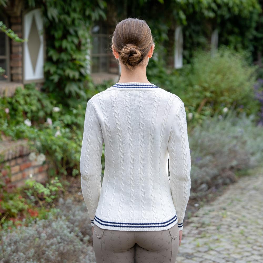 Isabell Werth pullover Zopf ecru-navy