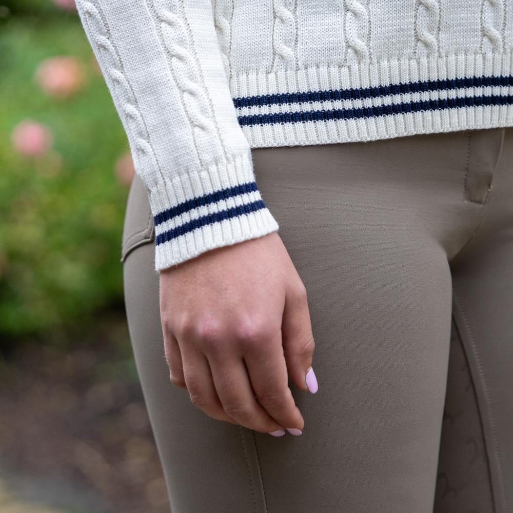 Isabell Werth pullover Zopf ecru-navy