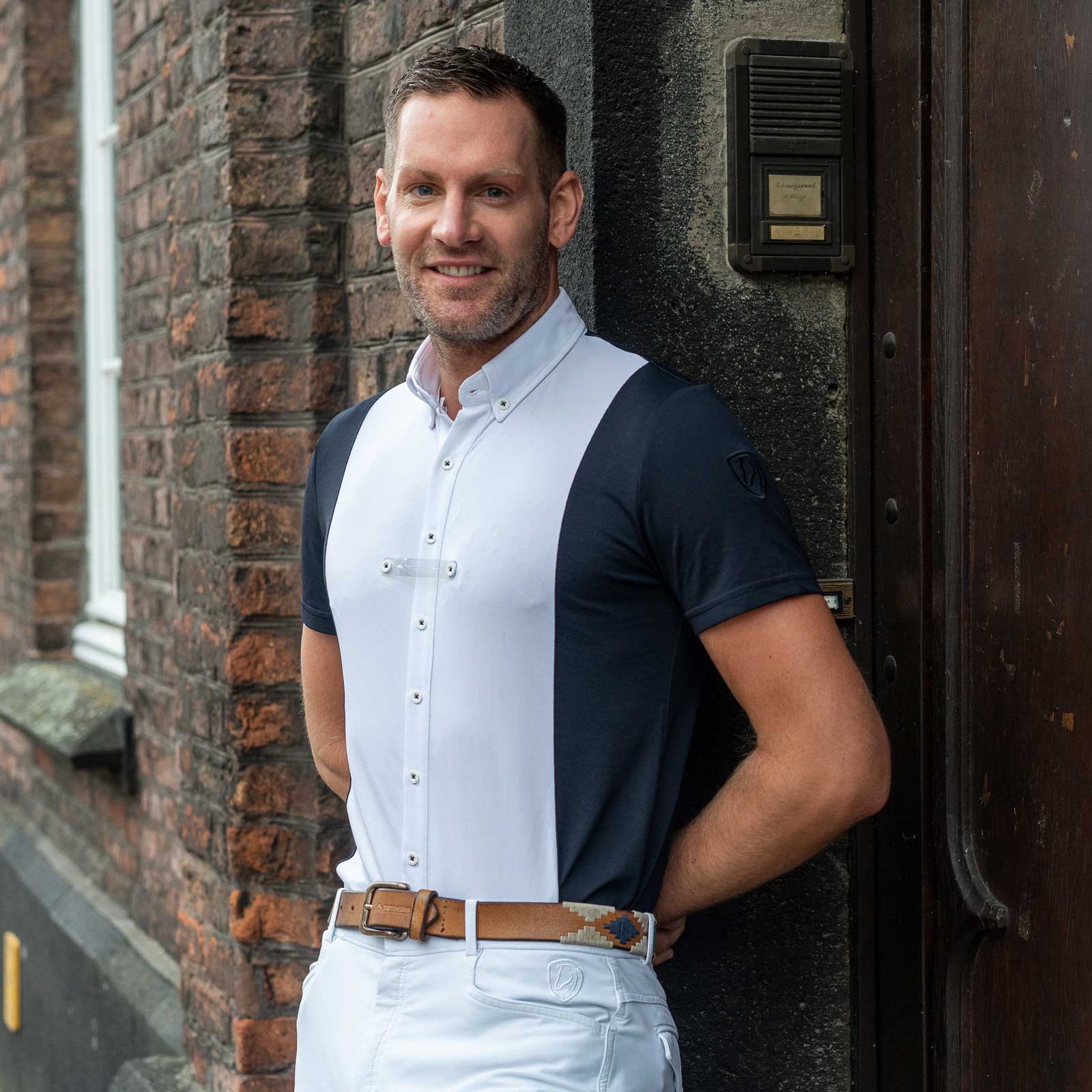 Tim`s Herren Turniershirt Lucas kurzarm navy- weiß-M